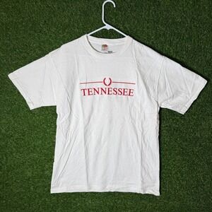Tennessee T Shirt Mens Large White Red‎ Graphic Print Short Sleeve Top VTG
